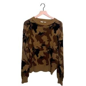 VNTG BLACK SHEEP 1980s camo wool sweater L grunge punk rock shabby chic